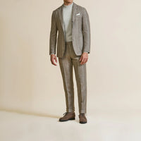 Suit - Light Brown Alpaca-Linen Blend with Chalk Stripe 5921 OMJ Clothing