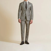Suit - Loro Piana Dark Taupe Stretch Wool with Micro-Check 5923 OMJ Clothing