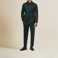 Suit - Loro Piana Bottle Green Natural Stretch s120 Wool with Blue Glencheck 5963 OMJ Clothing