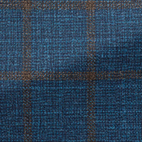 Sport Coat - Loro Piana Aqua Blue Wool with Brown Windowpane 9089