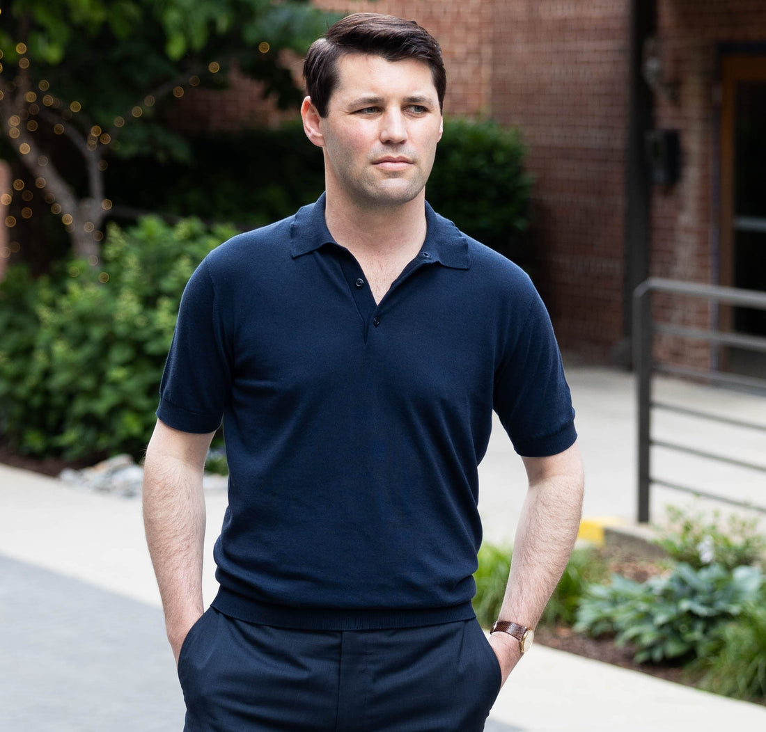 Italian Knit Polo in Sand