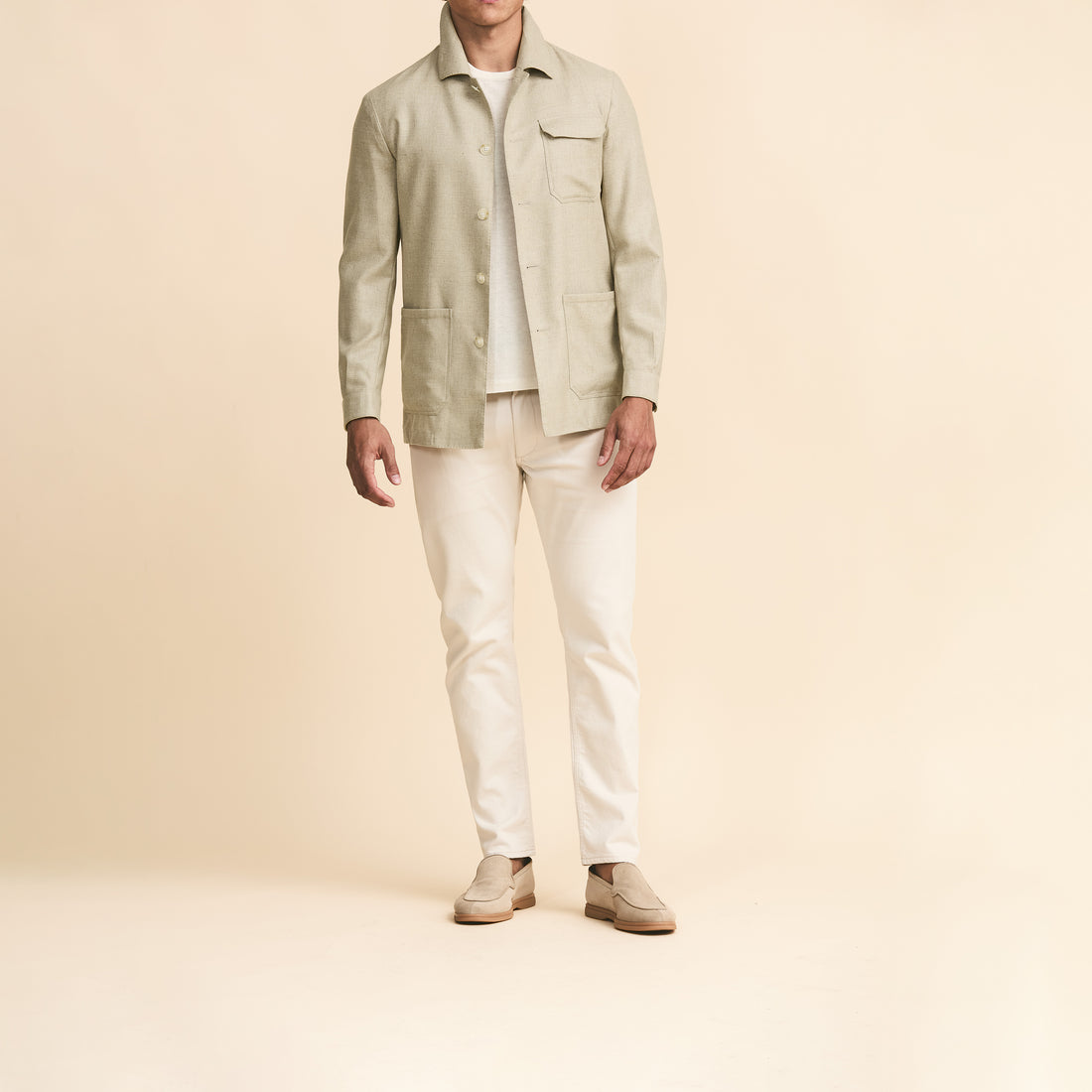 Sport Coat - Ivory Silk-Wool Basketwave 9098
