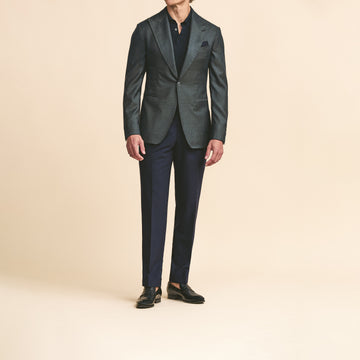 Sport Coat - Navy-Green S150 Wool with Micro-Design by Loro Piana 9123